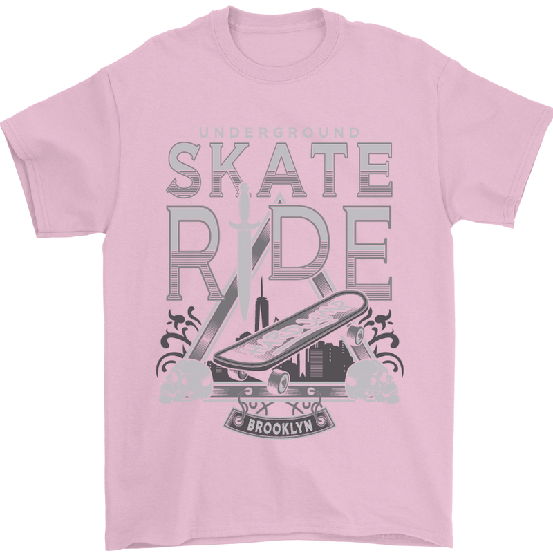 Underground Skate Ride Skateboard Mens T-Shirt Cotton Gildan Light Pink
