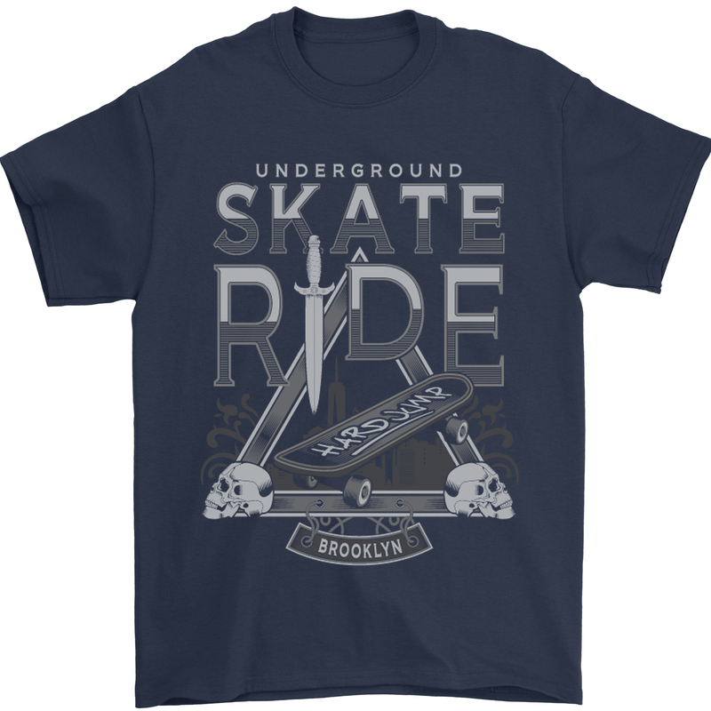 Underground Skate Ride Skateboard Mens T-Shirt Cotton Gildan Navy Blue