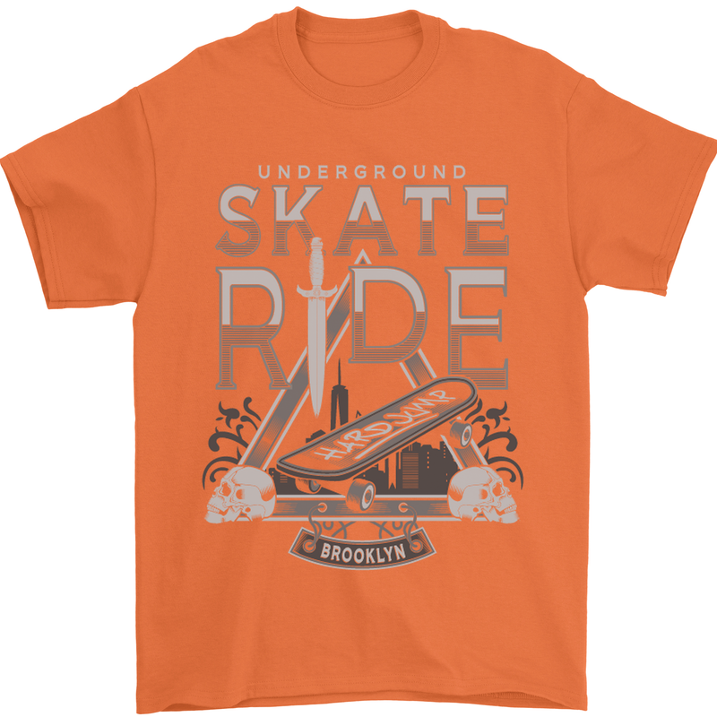 Underground Skate Ride Skateboard Mens T-Shirt Cotton Gildan Orange