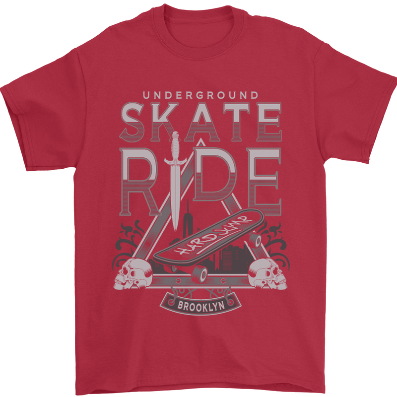 Underground Skate Ride Skateboard Mens T-Shirt Cotton Gildan Red