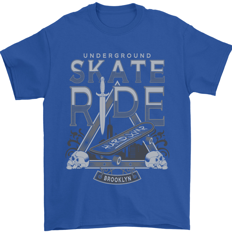 Underground Skate Ride Skateboard Mens T-Shirt Cotton Gildan Royal Blue