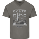 Underground Skate Ride Skateboard Mens V-Neck Cotton T-Shirt Charcoal