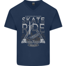 Underground Skate Ride Skateboard Mens V-Neck Cotton T-Shirt Navy Blue