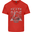 Underground Skate Ride Skateboard Mens V-Neck Cotton T-Shirt Red