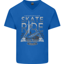 Underground Skate Ride Skateboard Mens V-Neck Cotton T-Shirt Royal Blue