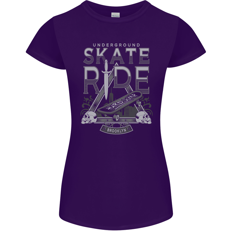 Underground Skate Ride Skateboard Womens Petite Cut T-Shirt Purple