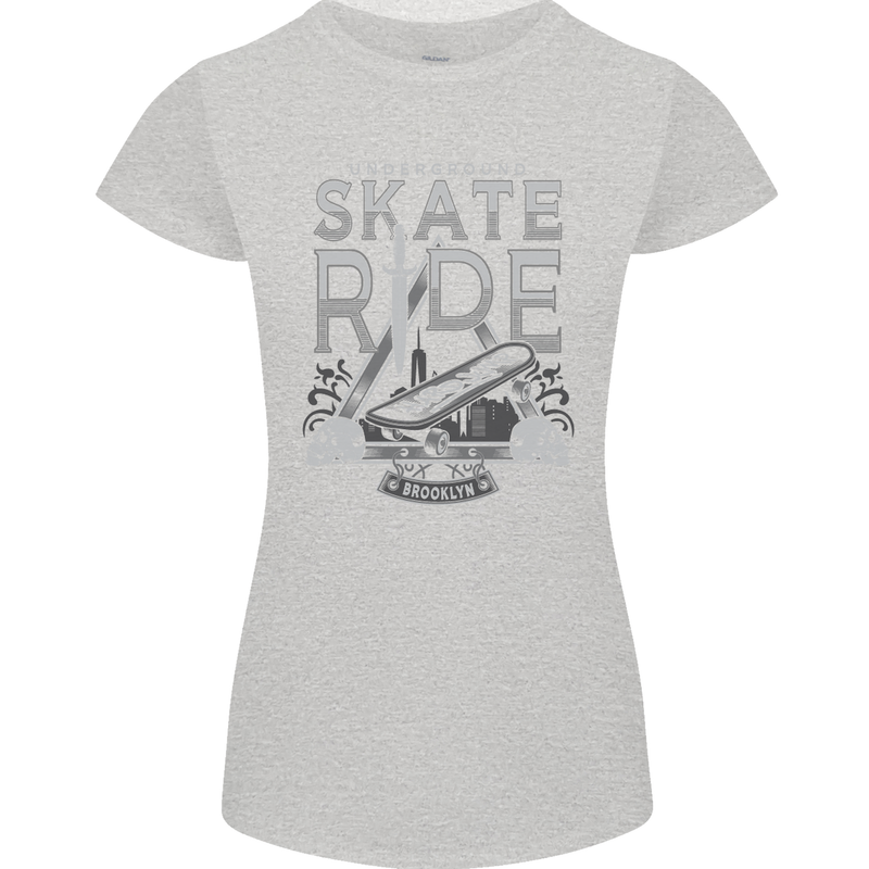 Underground Skate Ride Skateboard Womens Petite Cut T-Shirt Sports Grey