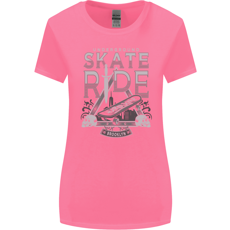 Underground Skate Ride Skateboard Womens Wider Cut T-Shirt Azalea
