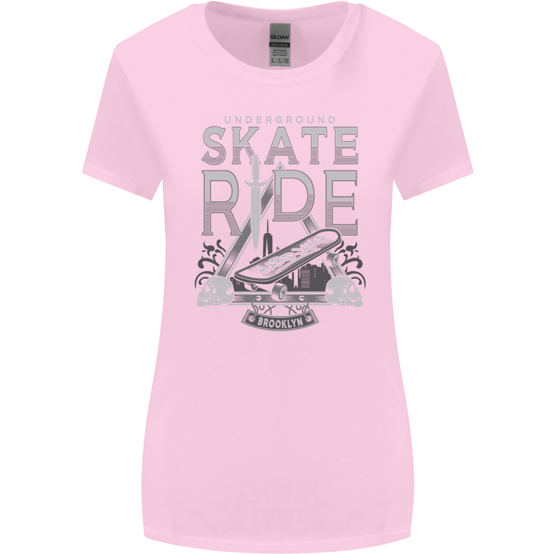 Underground Skate Ride Skateboard Womens Wider Cut T-Shirt Light Pink