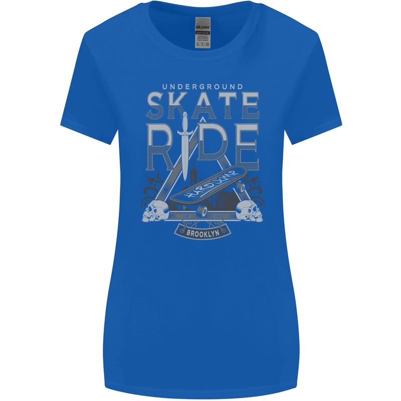 Underground Skate Ride Skateboard Womens Wider Cut T-Shirt Royal Blue