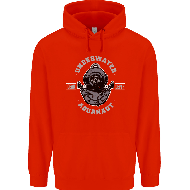 Underwater Aquanaut Scuba Diving Diver Childrens Kids Hoodie Bright Red