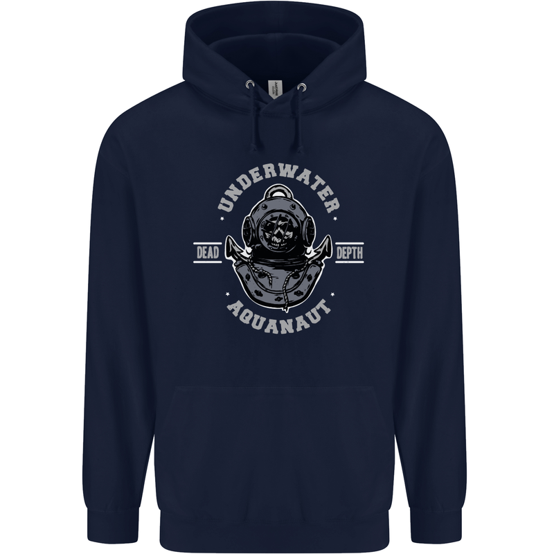 Underwater Aquanaut Scuba Diving Diver Childrens Kids Hoodie Navy Blue