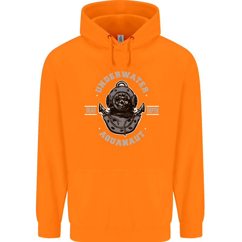 Underwater Aquanaut Scuba Diving Diver Childrens Kids Hoodie Orange