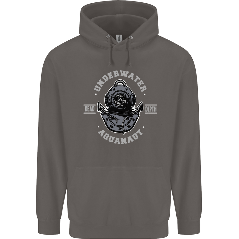 Underwater Aquanaut Scuba Diving Diver Mens 80% Cotton Hoodie Charcoal