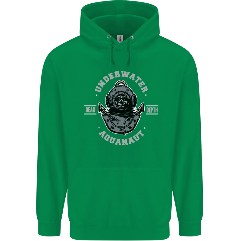 Underwater Aquanaut Scuba Diving Diver Mens 80% Cotton Hoodie Irish Green