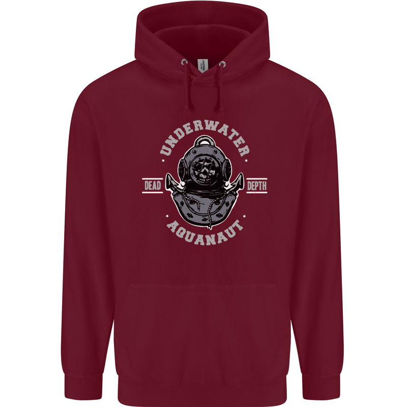 Underwater Aquanaut Scuba Diving Diver Mens 80% Cotton Hoodie Maroon