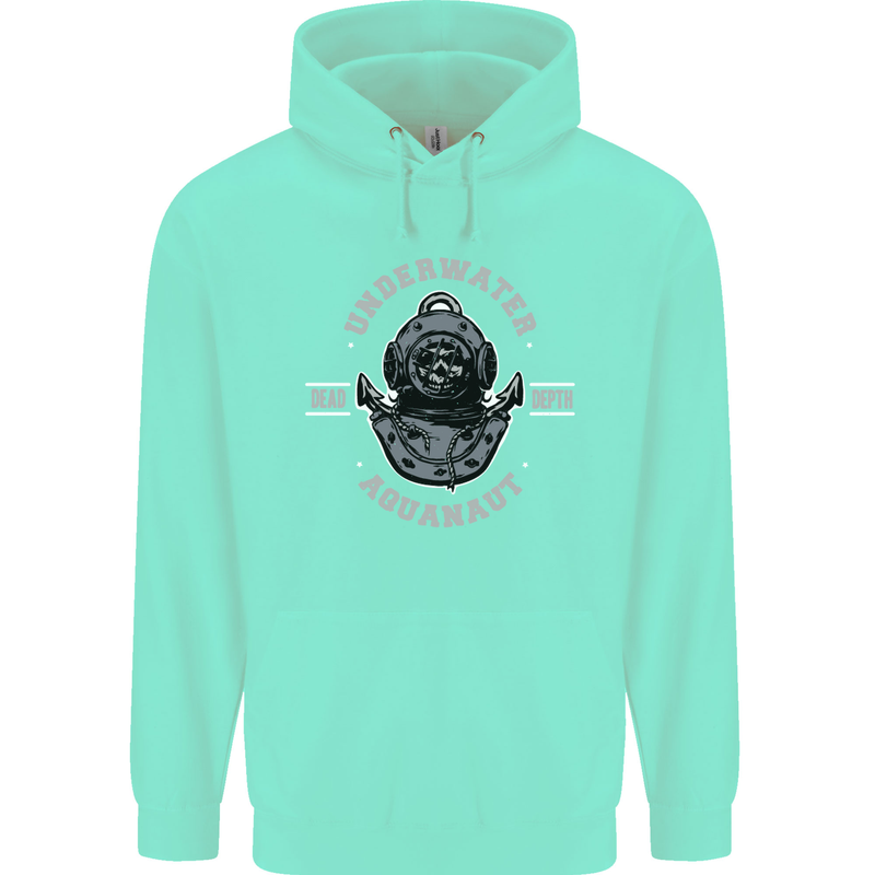 Underwater Aquanaut Scuba Diving Diver Mens 80% Cotton Hoodie Peppermint