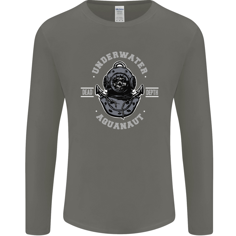 Underwater Aquanaut Scuba Diving Diver Mens Long Sleeve T-Shirt Charcoal