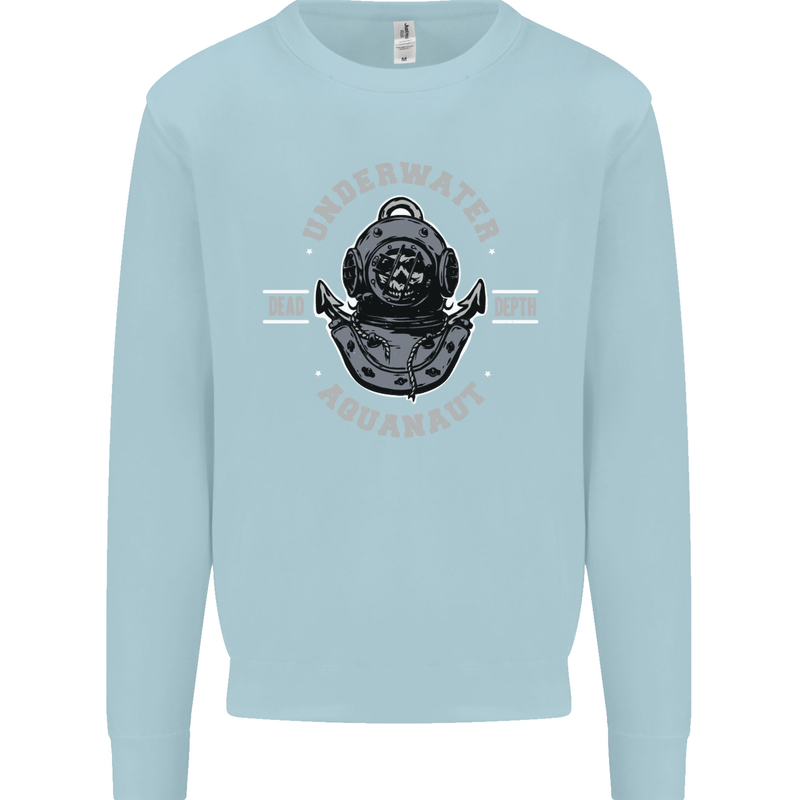 Underwater Aquanaut Scuba Diving Diver Mens Sweatshirt Jumper Light Blue