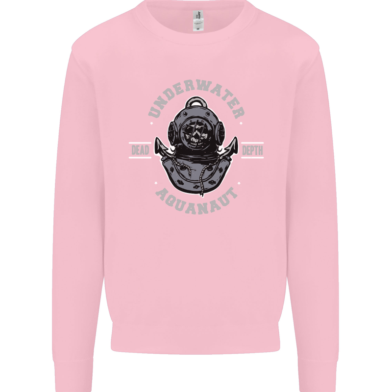 Underwater Aquanaut Scuba Diving Diver Mens Sweatshirt Jumper Light Pink