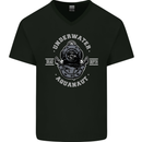 Underwater Aquanaut Scuba Diving Diver Mens V-Neck Cotton T-Shirt Black