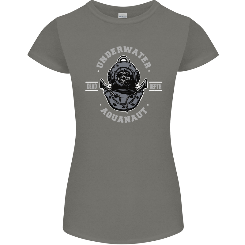 Underwater Aquanaut Scuba Diving Diver Womens Petite Cut T-Shirt Charcoal