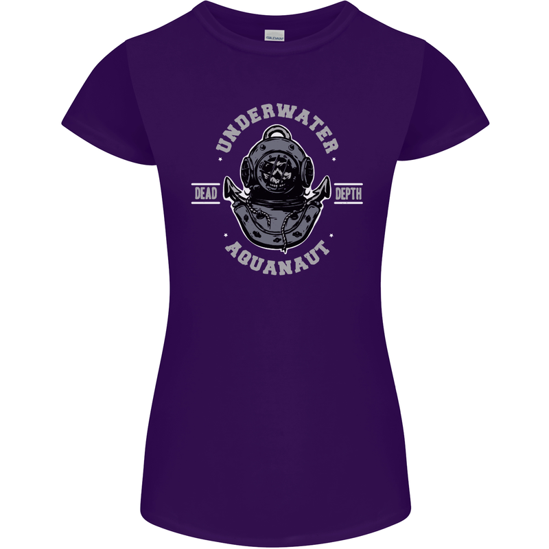 Underwater Aquanaut Scuba Diving Diver Womens Petite Cut T-Shirt Purple