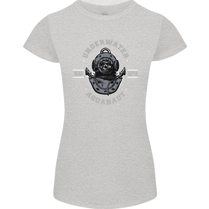 Underwater Aquanaut Scuba Diving Diver Womens Petite Cut T-Shirt Sports Grey