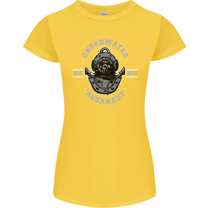 Underwater Aquanaut Scuba Diving Diver Womens Petite Cut T-Shirt Yellow