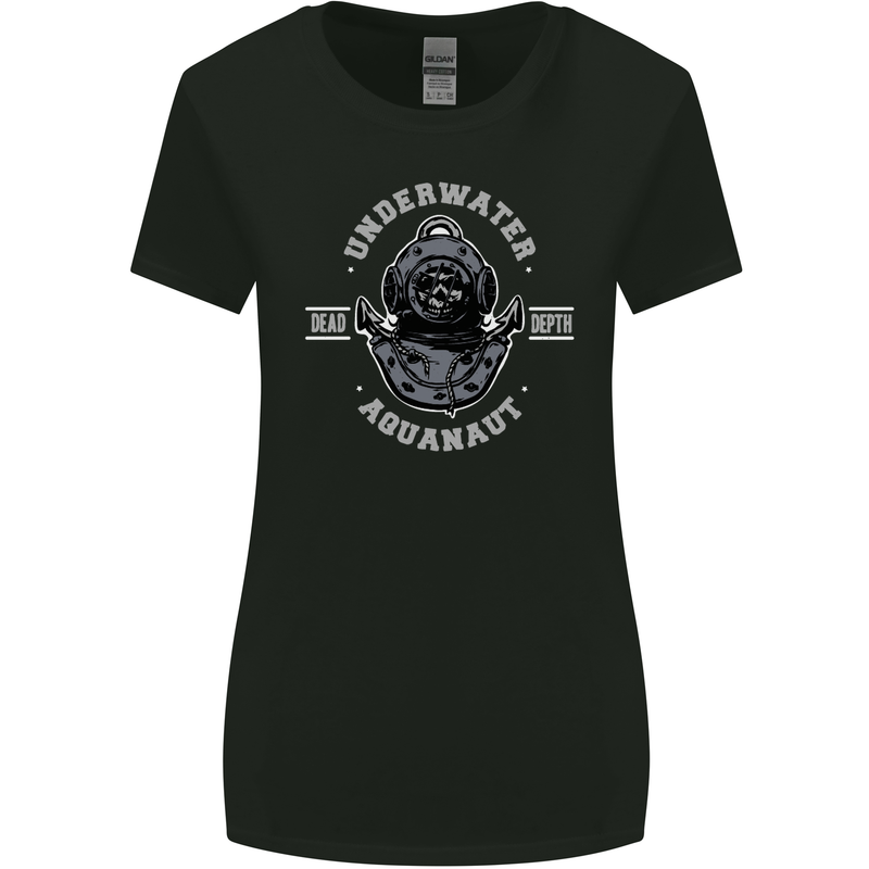 Underwater Aquanaut Scuba Diving Diver Womens Wider Cut T-Shirt Black
