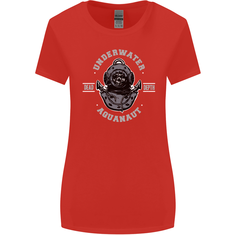 Underwater Aquanaut Scuba Diving Diver Womens Wider Cut T-Shirt Red