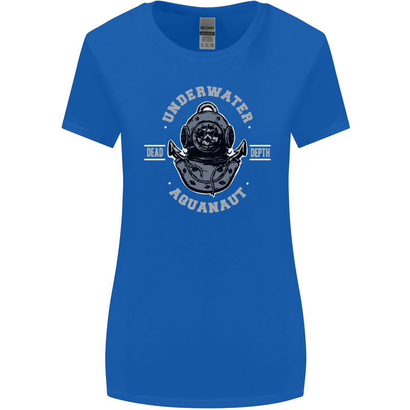 Underwater Aquanaut Scuba Diving Diver Womens Wider Cut T-Shirt Royal Blue