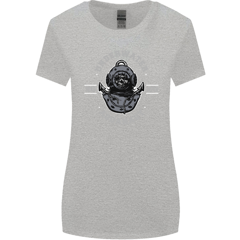 Underwater Aquanaut Scuba Diving Diver Womens Wider Cut T-Shirt Sports Grey
