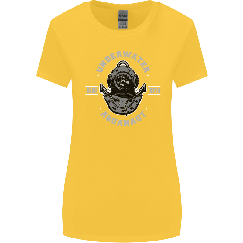 Underwater Aquanaut Scuba Diving Diver Womens Wider Cut T-Shirt Yellow