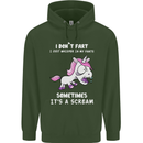 Unicorn I Don't Fart Funny Farting Farter Childrens Kids Hoodie Forest Green