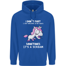 Unicorn I Don't Fart Funny Farting Farter Childrens Kids Hoodie Royal Blue