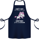 Unicorn I Don't Fart Funny Farting Farter Cotton Apron 100% Organic Navy Blue
