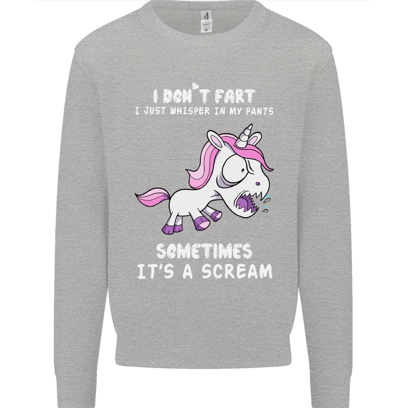 Unicorn I Don't Fart Funny Farting Farter Kids Sweatshirt Jumper Sports Grey
