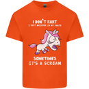 Unicorn I Don't Fart Funny Farting Farter Kids T-Shirt Childrens Orange