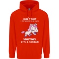 Unicorn I Don't Fart Funny Farting Farter Mens 80% Cotton Hoodie Bright Red