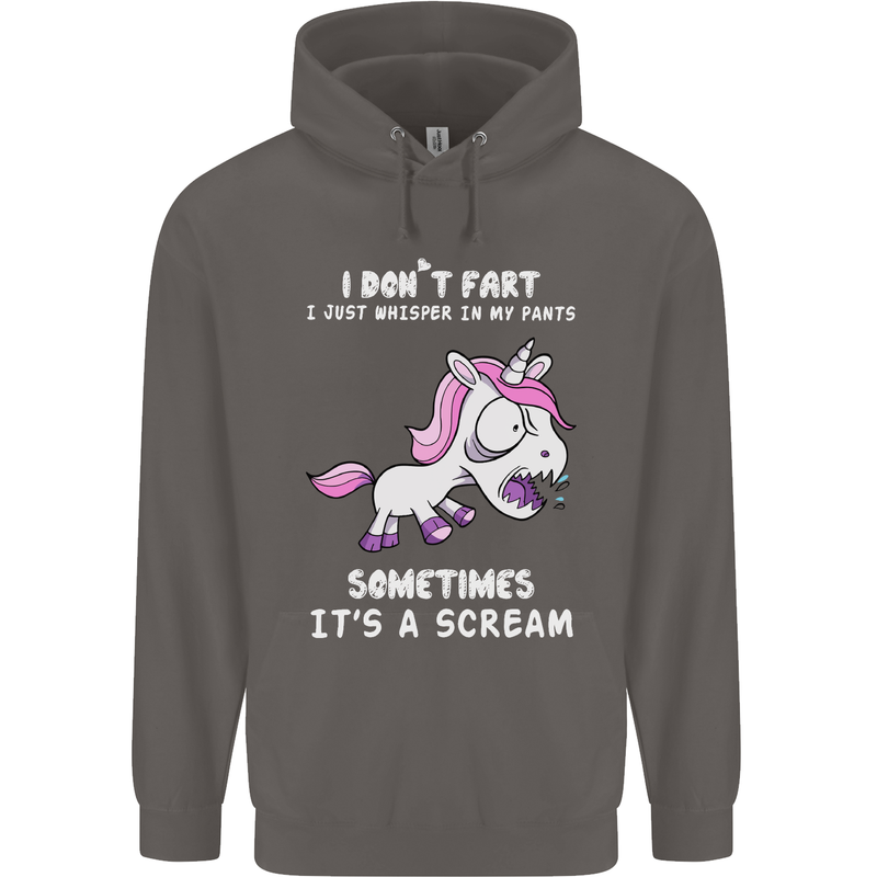 Unicorn I Don't Fart Funny Farting Farter Mens 80% Cotton Hoodie Charcoal