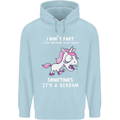 Unicorn I Don't Fart Funny Farting Farter Mens 80% Cotton Hoodie Light Blue