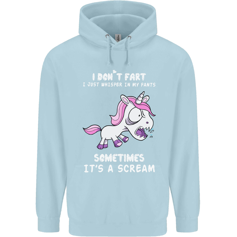 Unicorn I Don't Fart Funny Farting Farter Mens 80% Cotton Hoodie Light Blue