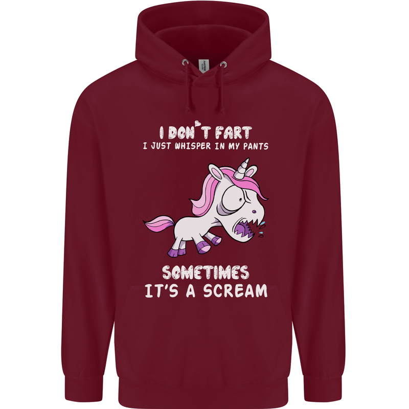 Unicorn I Don't Fart Funny Farting Farter Mens 80% Cotton Hoodie Maroon