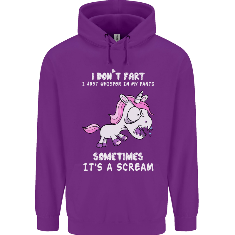 Unicorn I Don't Fart Funny Farting Farter Mens 80% Cotton Hoodie Purple
