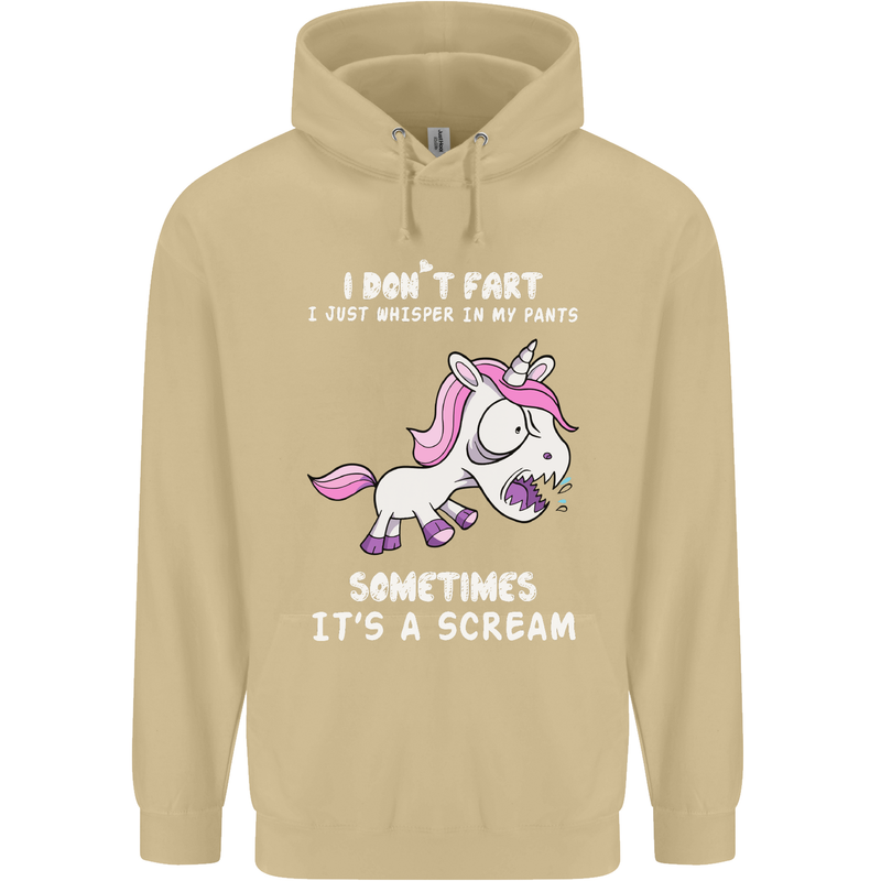 Unicorn I Don't Fart Funny Farting Farter Mens 80% Cotton Hoodie Sand