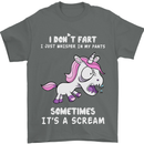 Unicorn I Don't Fart Funny Farting Farter Mens T-Shirt Cotton Gildan Charcoal