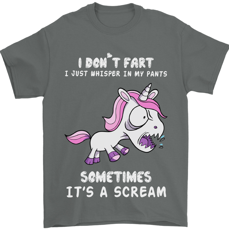 Unicorn I Don't Fart Funny Farting Farter Mens T-Shirt Cotton Gildan Charcoal