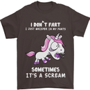 Unicorn I Don't Fart Funny Farting Farter Mens T-Shirt Cotton Gildan Dark Chocolate