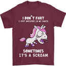 Unicorn I Don't Fart Funny Farting Farter Mens T-Shirt Cotton Gildan Maroon